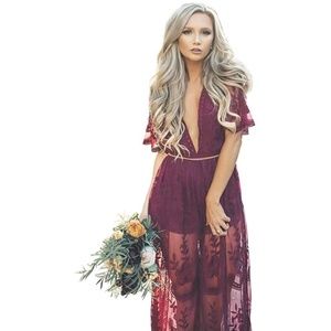 Deep V neck Lace Romper